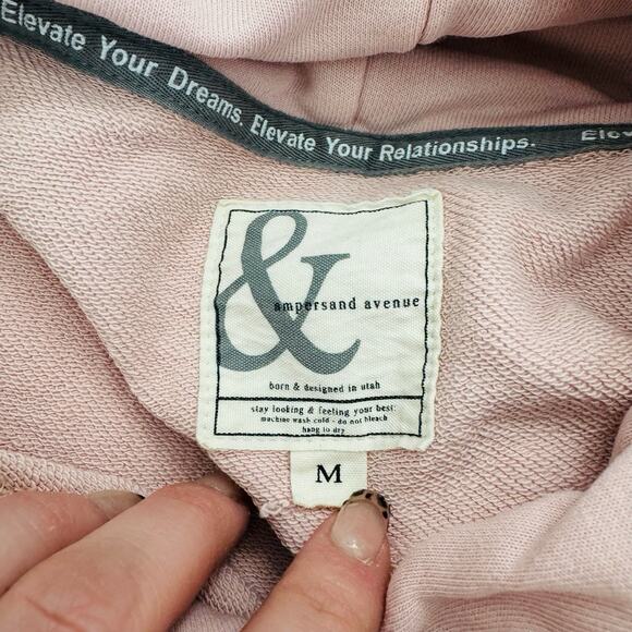 Ampersand Avenue Pink Cropped Pullover Hoodie Women’s Size M - Picture 5 of 7
